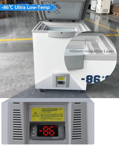 Image of Lab Deep Freezer, 28L, -86℃(-122.8℉) Ultra Low Temperature Freezer, Medical Freezer with Rollers, Laboratory Refrigerator for Storage, Research