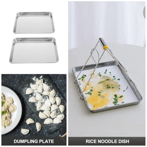 Bandejas de acero inoxidable rectangulares para hornear asados juego de 2 piezas duraderas 7