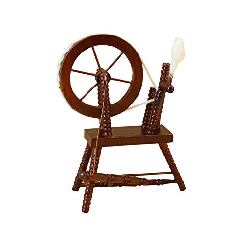 DragonPad Retro Mini Spinning Wheel for 1:12 Doll House Nostalgic Furniture Accessories Random Color