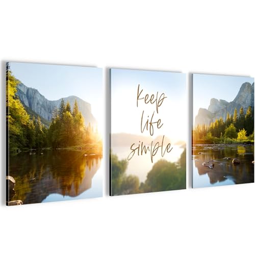 Novart PRÊT À ÊTRE ACCROCHÉ - Tableaux Decoration Set Lac Montagnes Paysage Vert - Salon Chambre Couloir XXL Collage - N030935a