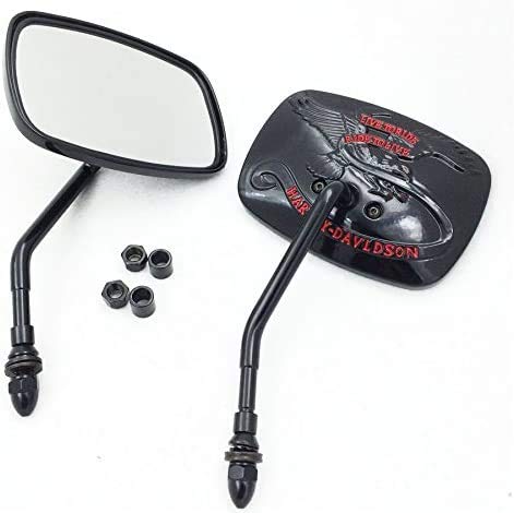 SMT-Rear View Side Mirrors Compatible With Harley Davidson Eagle Spirit Live to Ride 3D Black by SMT [B010SBY9M0]