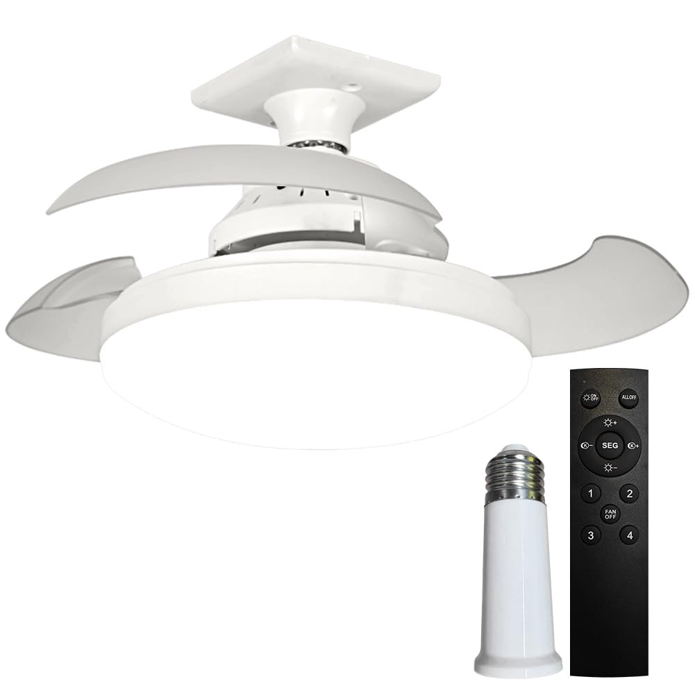 Aodejoy LED Ceiling Fan with Lights,E27 48W Ceiling Fan Lights with Remote Control,Timing 3 Speeds 3 Color Stepless Dimming Ceiling Fans Lamp for Bedroom Living Room Office-with Connector no APP