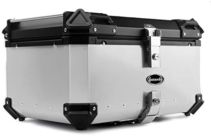 iproods Motorcycle Top Case Tail Box 65L Aluminum Motorcycle Storage Box Luggage Trunk (Silver)