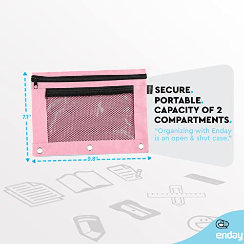 Image of Enday Pink Pencil Pouch For 3 Ring Binder, Zippered Binder Pencil Pouches, 3 Ring Pencil Pouch for Binder, Pencil Case for Binder, Large Pencil Bags for School, Home, and Office