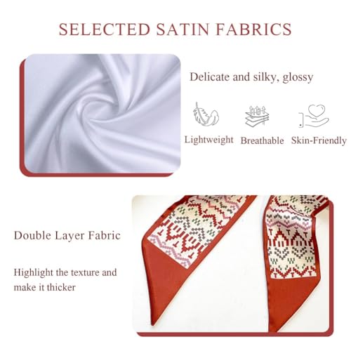 5Pcs Scarves for Women Lightweight Multifunctional Purse Scarf for Handbags Satin Scarf Fashion Accessories Gifts 35X2.7Inch3