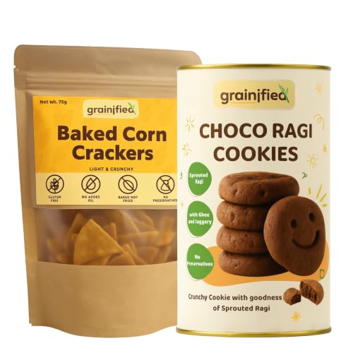 Image of Grainified Trial Box | Corn Crackers + Choco Ragi Cookies | No Maida | No Preservatives | 150g