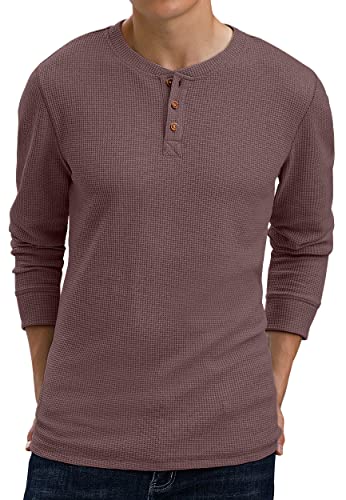 Sailwind T-shirt à manches longues Henley gaufré pour homme, Rouge brique vintage, XXL Cover