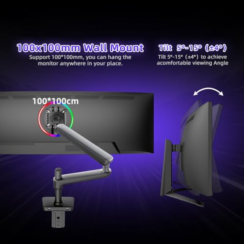 Image of Viewedge 44.5 inch Curved Gaming Monitor DQHD 240Hz 1ms Computer Monitor | 5120x1440p HDR 10, 100% sRGB, Bluelight Filter, 2 HDMI & 2 DP Port, Support Crosshair Adaptive Sync and Wall Mounted