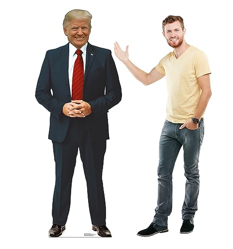 Image of Cardboard People President Donald Trump with Red Tie Life Size Cardboard Cutout Standup