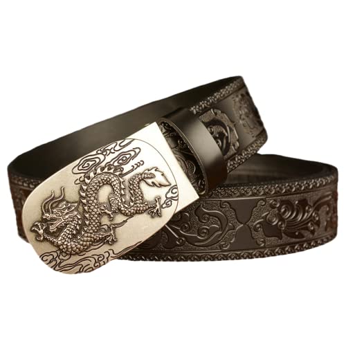 Ceinture à cliquet gravée dragon réglable fini les trous de ceinture abîmés