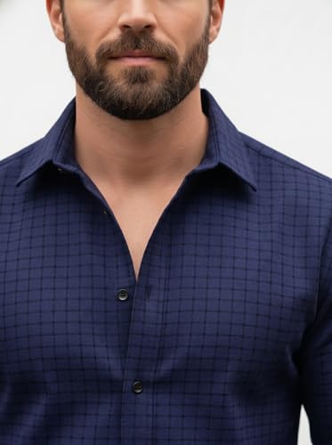 Image of Amazon Brand - INKAST Men's Regular Fit Button Down Dress Shirts Textured Long Sleeve Casual Hawaiian Shirt