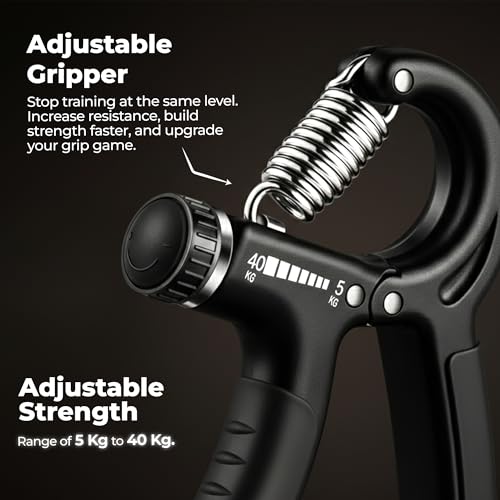 Image of Durafit91 Fit Pro Adjustable Hand Gripper for Men & Women - Grip Strengthener for Forearm, Wrist & Finger Workout, Home & Gym Fitness Equipment