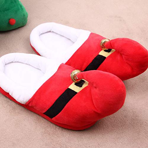 Happyyami 1Pair Christmas Plush Warm Slippers Non-slip for Adults and Boy Girl Winter Holiday Footwear Comfortable Indoor Use2