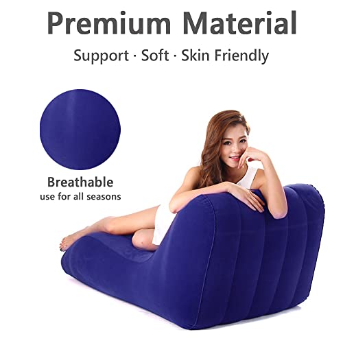 Ptlsy Inflatable Lounge Chair For Adult,Chair Sofa With Household Air Pump, S-Shape Air Sofa Couch, Inflatable Lounge Deck Chair Multi-Function For Indoor Livingroom Bedroom Indoor Outdoor (Blue) #TOP3