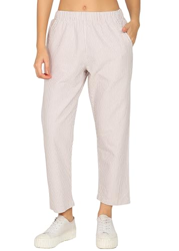 Image of Alan Jones Clothing Womens Mid Rise Cotton Relaxed Ankle Pants | 100% Cotton