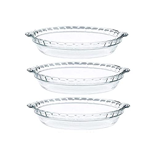 Pyrex - Glass Pie Plates - 3 Pack (9.5 Inchex X 1.5 Inches) #TOP2