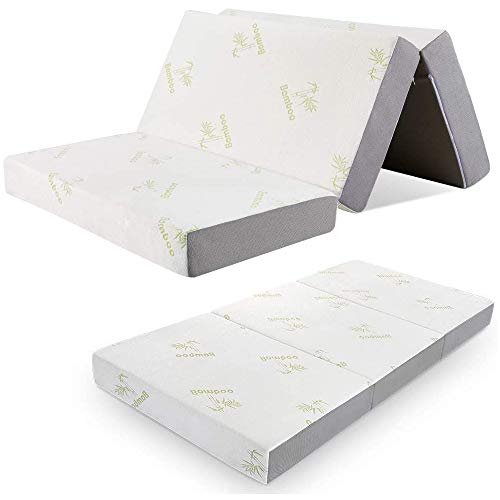 Inofia Folding Mattress S Double, 15cm Thick Memory Foam Tri-folding Mattress with Ultra Soft Removable Cover, Non-Slip Bottom & Breathable Mesh Sides - 120x190cm