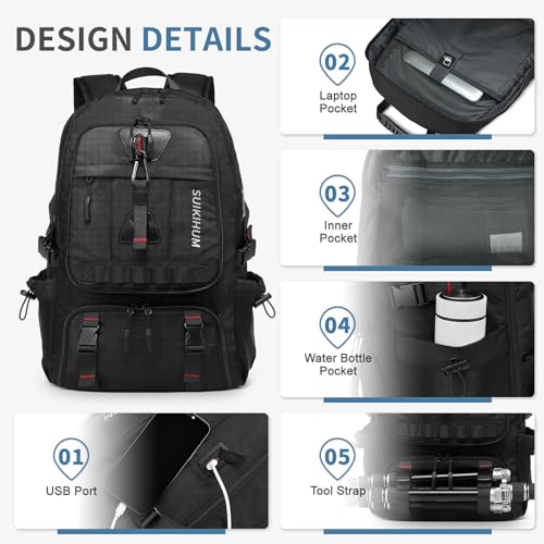 Travel Backpack, 35L Large Laptop Backpack, Carry on Backpack Airline Approved Water Resistant Fits 17-inch Laptops for Business, Black3