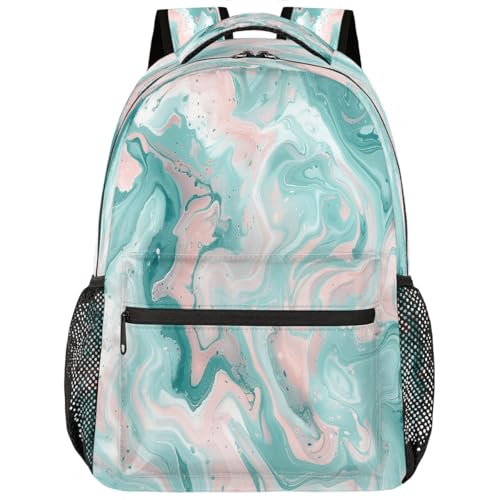 Mochila de viaje y universidad azul mármol para llevar tu laptop a clase