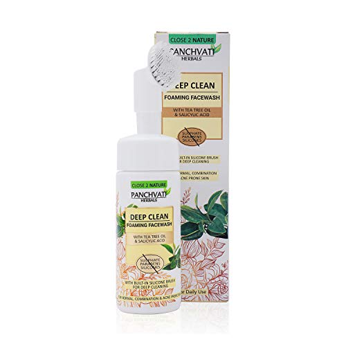 Image of PANCHVATI Foaming Face Wash with Built-In Face Brush for Deep Cleansing, 150 ml - No Parabens, No Sulphate, No Silicones & Color