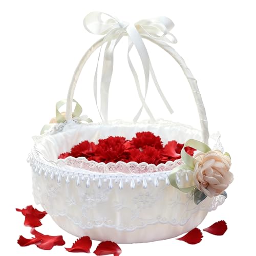 Cesta para niña de flores - 8,7 x 3,2 pulgadas, cesta de sauce, ligera | Cómodo mimbre trenzado, para jardín, boda, fiesta, camping, dulces. Edited