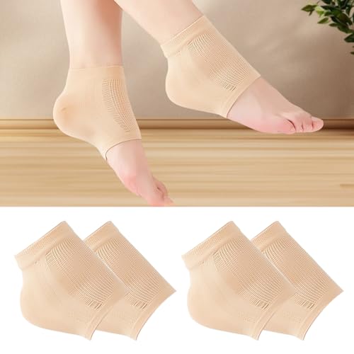 2 pares de meias de gel hidratante de calcanhar de silicone para tratamento de calcanhar rachado, amaciante de pele marrom