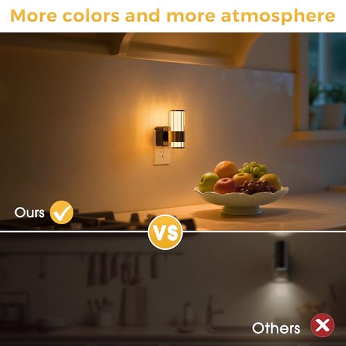 Image of L LOHAS LED Night Light, Night Lights Plug into Wall, 2 Pack 10-Color RGB Change Nightlights,10 /50 /100LM Adjustable Automatic Nightlights Plug in with Dusk to Dawn Sensor for Room Bathroom Hallway