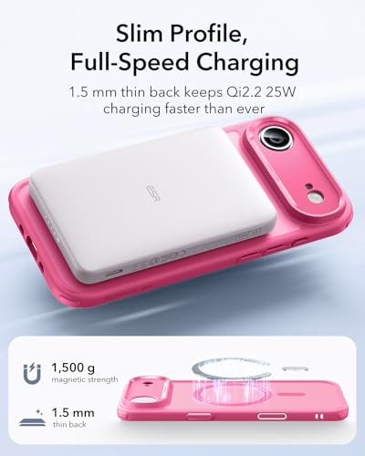 Image of ESR for iPhone Air Case, Camera Control Cover, Compatible with MagSafe, Shockproof Military-Grade Protection, Magnetic Phone Case for iPhone Air, Classic Hybrid Case, Frosted Pink