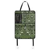 Kjovgcb 自動車用シートバックプロテクター カーキックマット 後部座席オーガナイザー タブレットカップホルダーマルチポケット収納 アクセサリー用 プリント ハロウィン お化け屋敷 怖いモンスター シームレス