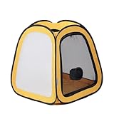 PetDogCatDrying Box Waterproof Anti-Hair Flying Portable Cat Cage Kennel Portable Foldable Cat Drying Room Pet Dry Room Pet HairDryerClean Grooming House Dryer Cage for Cats/Dogs (Trapezoid Yellow)