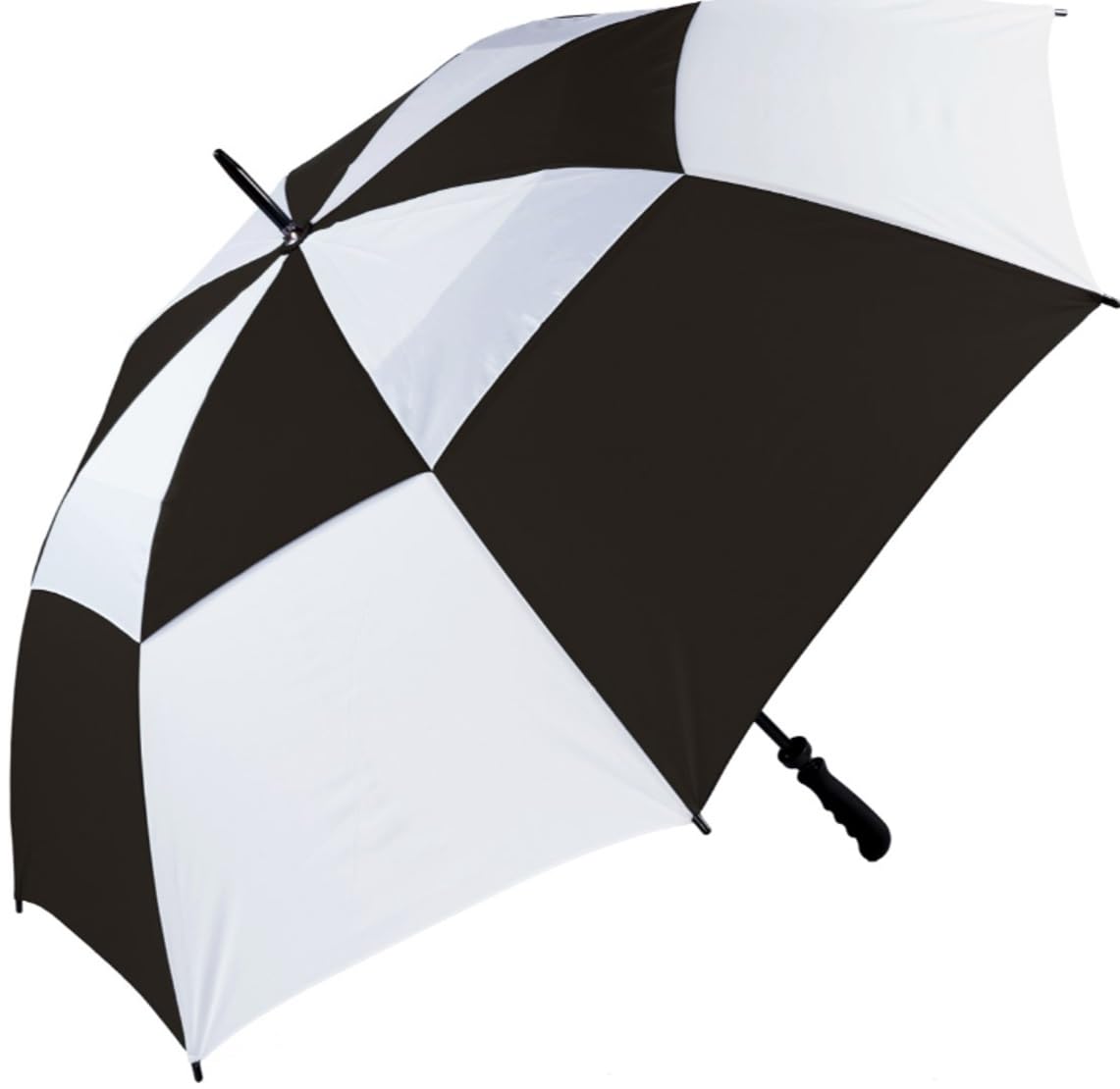 Papootz Black / White Large Golf Umbrella Double Canopy Vented Black/White Manual Golfing Brolly Windproof Rainproof Umbrella