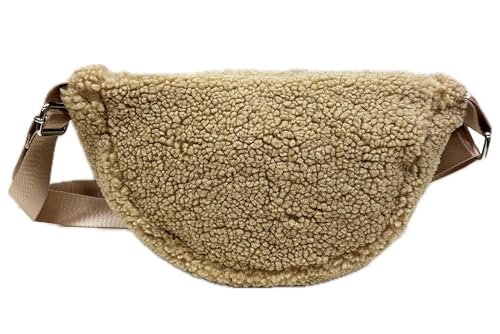 Sac banane en fourrure kaki 35x17x10 cm pour un look tendance au quotidien