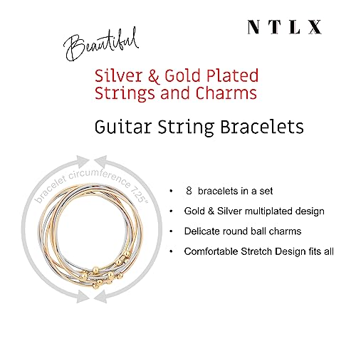 NTLX Guitar String Bracelet – Multi Strand Stackable Stretch Bracelets for Women – Bohemian Boho Bracelets – Music Lovers Fashion - Multi Color Strand Statement Bangles2