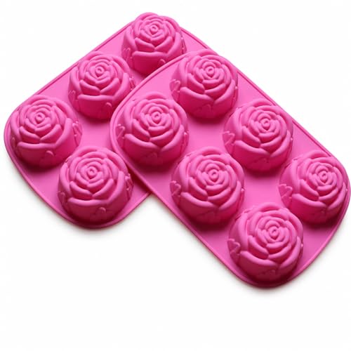2 pack of X Large Rose Flower Ice Cube Chocolate Soap Tray Mold Silicone Party maker