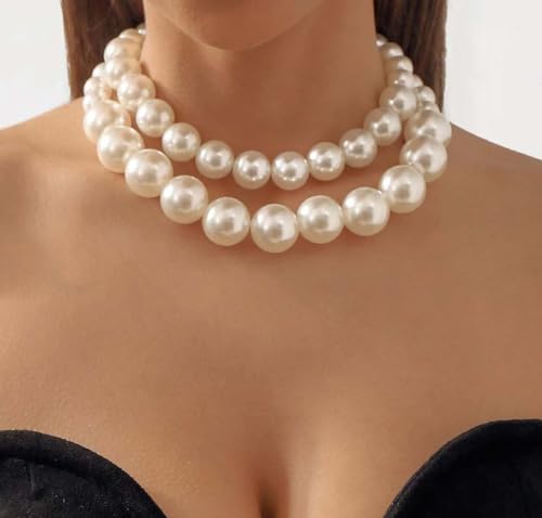 Pearl Necklace for Women Big Chunky Pearl Choker Necklace Exaggerated Large Pearl Necklace Dainty Statement Bride Wedding Jewelry3