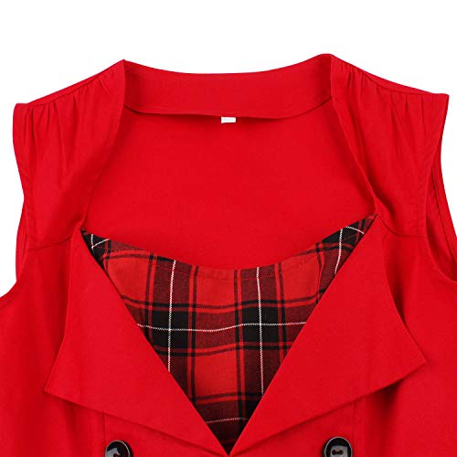 Image of KILLREAL Women's Vintage Polka Dot Print A-Line Pin Up Style Sleeveless Cocktail Party Casual Dress