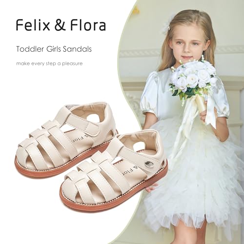 Image of Felix & Flora Toddler Girls Sandals Flower Girl Shoes Soft Rubber Princess Flat Shoes