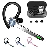 HEIBAS Bluetooth Headset, Wireless Bluetooth Earpiece with 500mAh Charging Case 72 Hours Talking Time Built-in Microphone for iOS Android Cell Phone, V5.1 Hand-Free Headphones for Trucker, Office