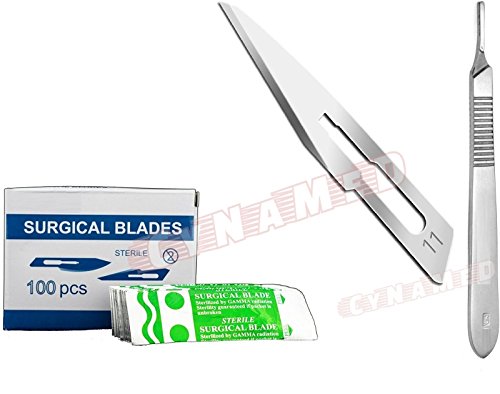 Cynamed 100 Sterile #11 Blades with FREE # 3 Scalpel Knife Handle Dental