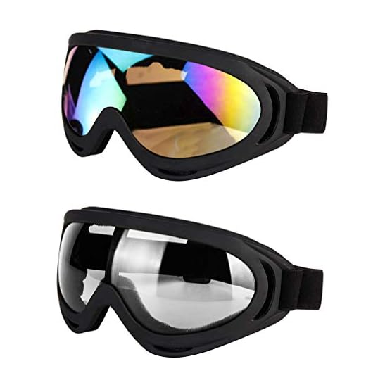 LJDJ Motorcycle Goggles - Glasses Set of 2 - Dirt Bike ATV Motocross Anti-UV Adjustable Riding Offroad Protective Combat Tactical Military Goggles for Men Women Kids Youth Adult