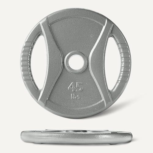 Image of Amazon Basics 2-Inch Olympic Grip Weight Plates, Cast Iron, for Powerlifting, CrossFit & Strength Training