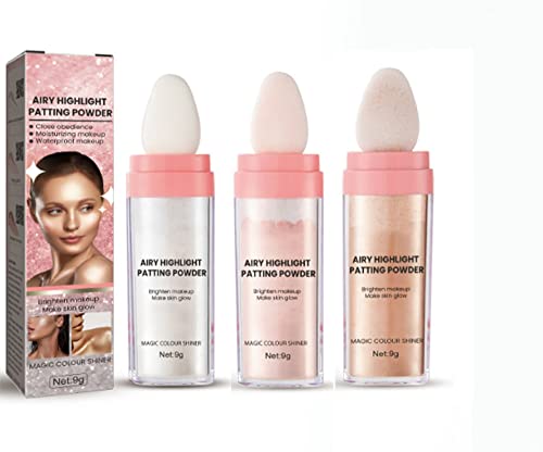 3Pcs Shimmer Highlighter Powder Stick 3 Colors Not-sticky Brighten Highlighter Powder Stick Natural Sparkle Highlighter Makeup Cosmetic for Lip Face Body Makeup