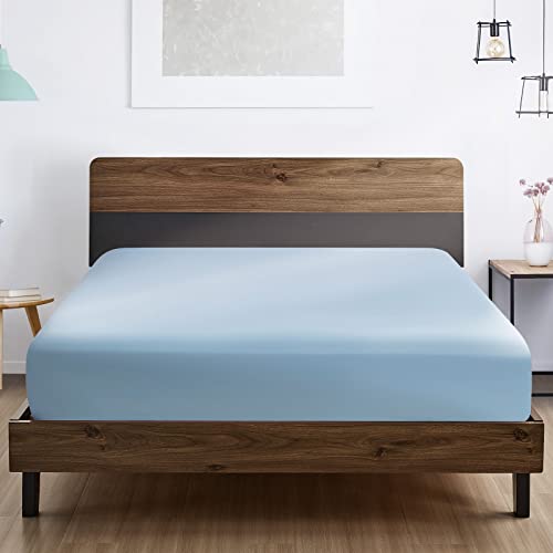FreshCulture Full Fitted Sheet Only 2 Pack - Hotel Quality Fitted Sheet Full Size - Ultra Soft & Breathable - Brushed Microfiber - Deep Pocket - Cooling Fitted Sheets for Full Size Bed (Light Blue)