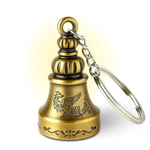Image of DETERMON Golden /Bronze Bell KeyChain for Bike and Car | Tibetan Good Luck Charm Key Chain (1 Piece)