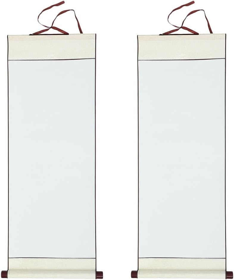 2pcs Blank Hanging Scroll Calligraphy Wall Mounting Scrolls for Sumie and Calligraphy Home Office Decoration