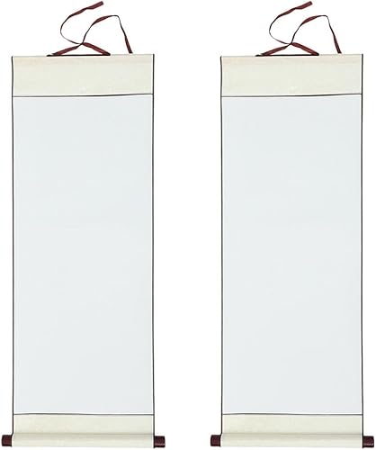 MILISTEN 2 rollos colgantes en blanco, pergaminos de montaje en pared de caligrafía, pergamino en blanco colgante Sumie, rollos de papel chino Xuan