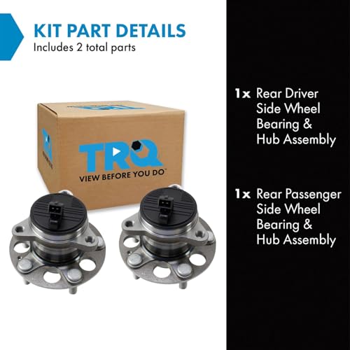 Image of TRQ Rear Left and Right Wheel Bearing and Hub Assembly Set 2 Piece Compatible with 2020 Hyundai Elantra Sport 18-19 Ioniq Plug-in Hybrid 22 Ioniq 17-21 Kia NIRO