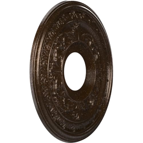 Image of Ekena Millwork CMP13BAAMB Baltimore Thermoformed PVC Ceiling Medallion (Fits Canopies up to 5 1 /4 inch), 13 inchOD x 3 1 /2 inchID x 3 /4 inchP, Textured Metallic Mystic Brown