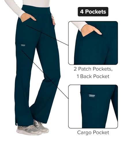 Image of Cherokee Women Scrub Pant with Straight Leg Pull-on Pant Medical Bottom with 4 Pocket & 2-Way Stretch Fabric - WW110