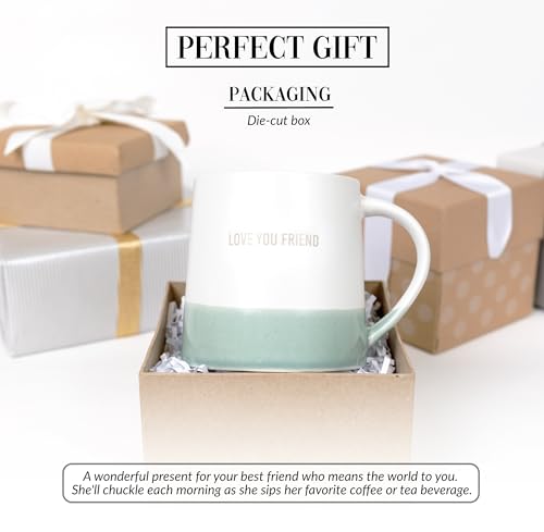 Pavilion-Gift-Company-Love-You-Friend-17-oz-Organic-Shaped-Teal-Dipped-Stamped-Letter-Novelty-Coffee-Mug-Tea-Cup-Best-Friend-Bestie-BFF-Gift-Neutral-Home-Modern-Friendship-Present